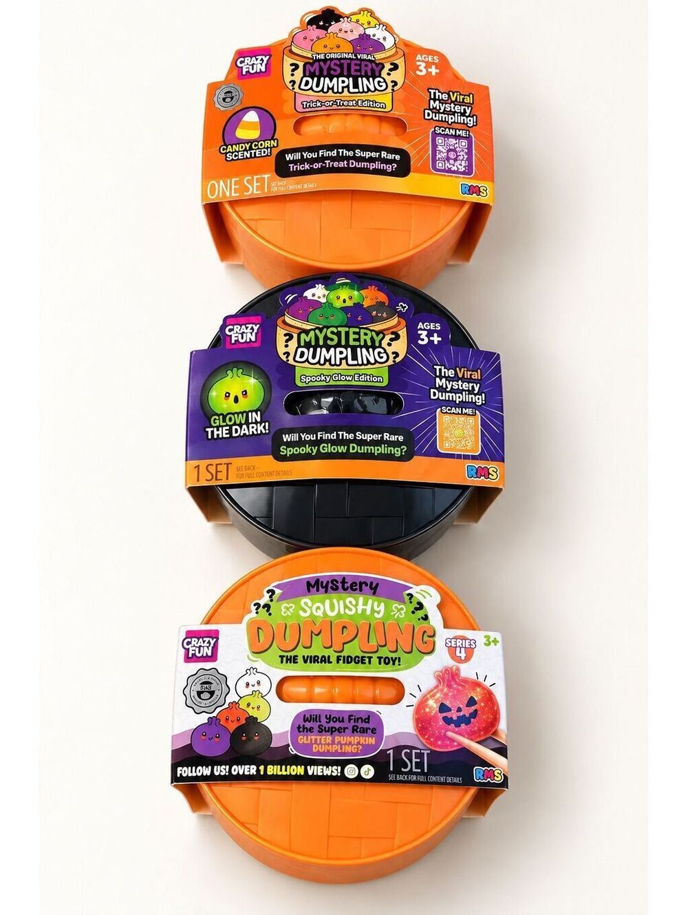 RMS Authentic Viral Mystery Dumpling Halloween 3Pack Trick or Treat Glow Scented